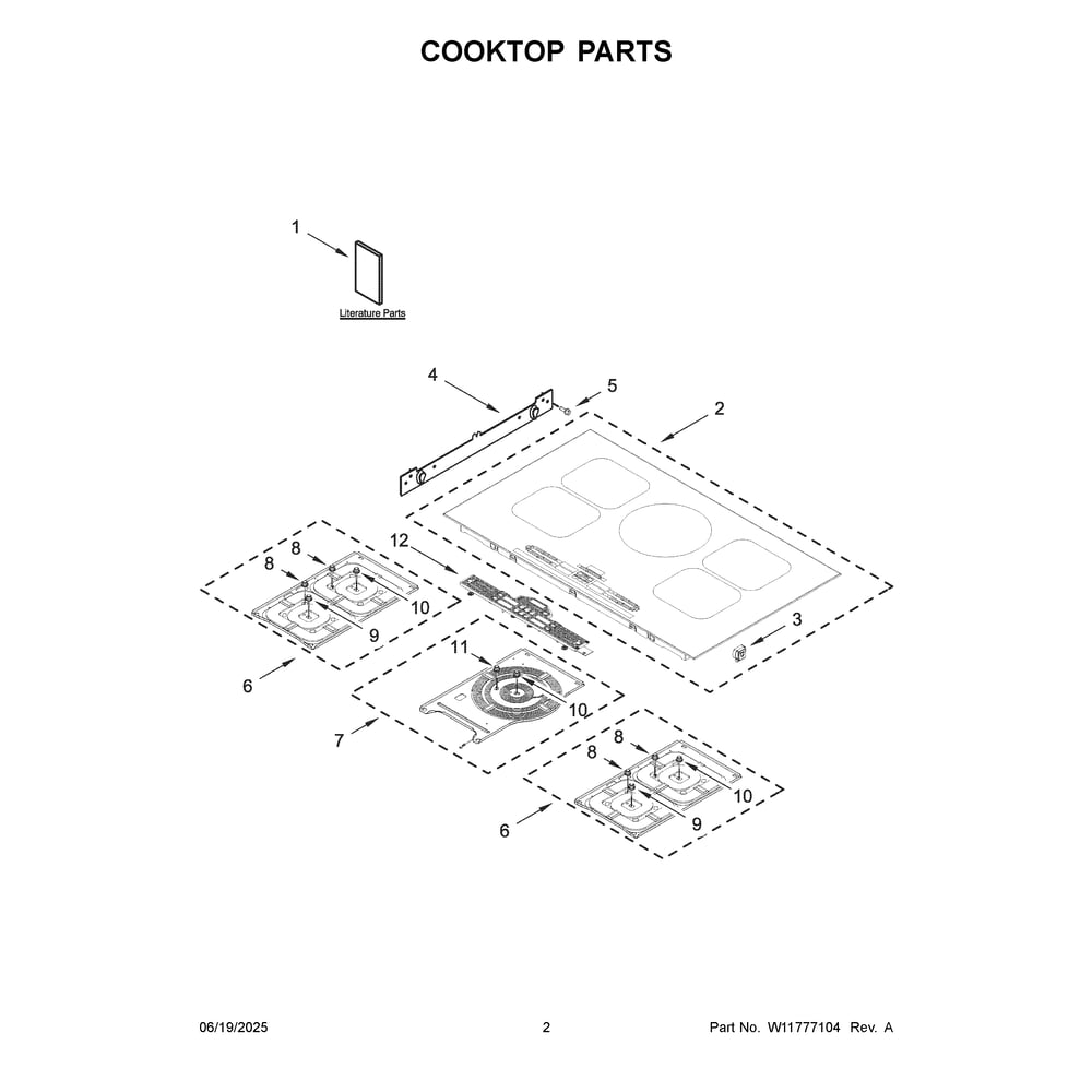 Cooktop Parts Diagram and Parts List for JICT736SB00  Jenn-Air Cooktop