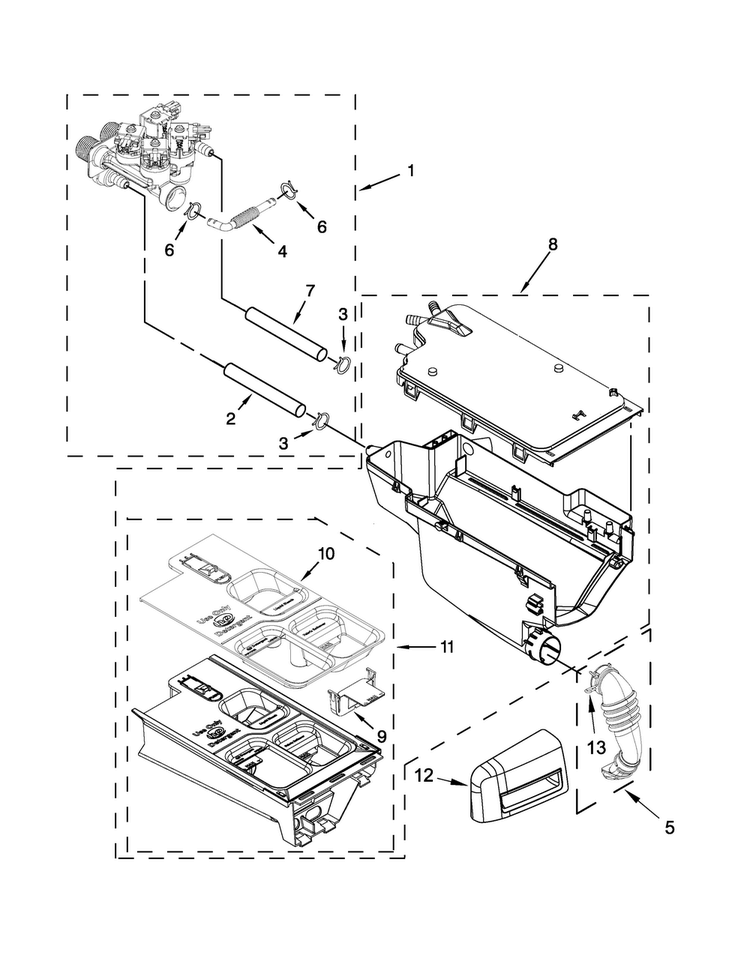 Dispenser Parts Diagram and Parts List for MHW6000AG1  Maytag Washer