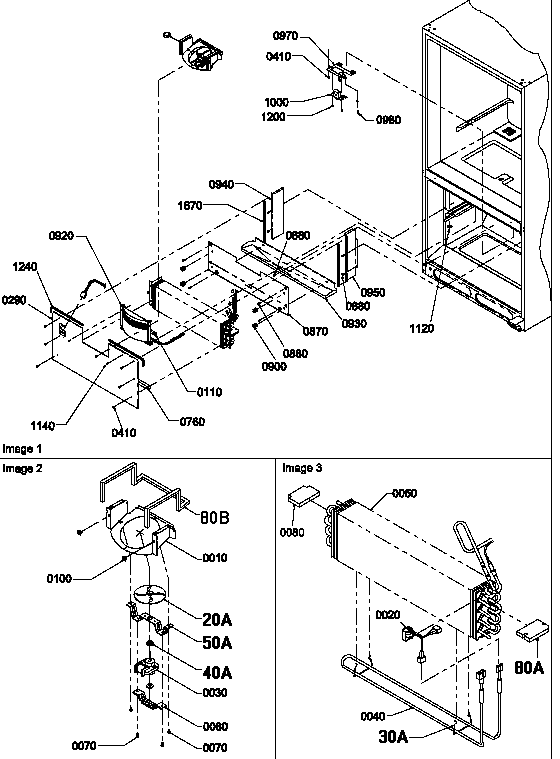 Evaporator Area Diagram and Parts List for BRF20TLW-P1199201WL  Amana Refrigerator