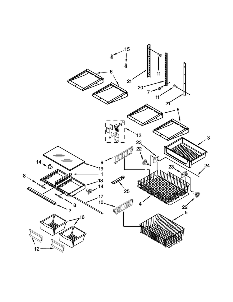 Shelf Parts Diagram and Parts List for MBB1957DEH00  Maytag Refrigerator