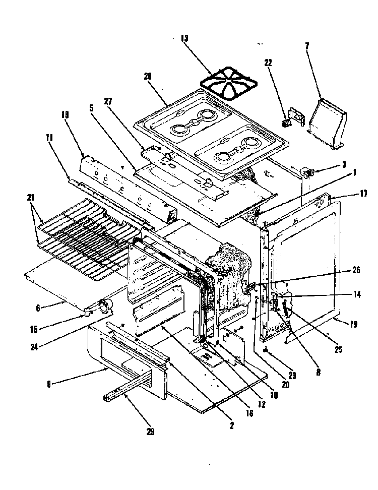 Body Diagram and Parts List for 31GY-3KV  Magic Chef Range