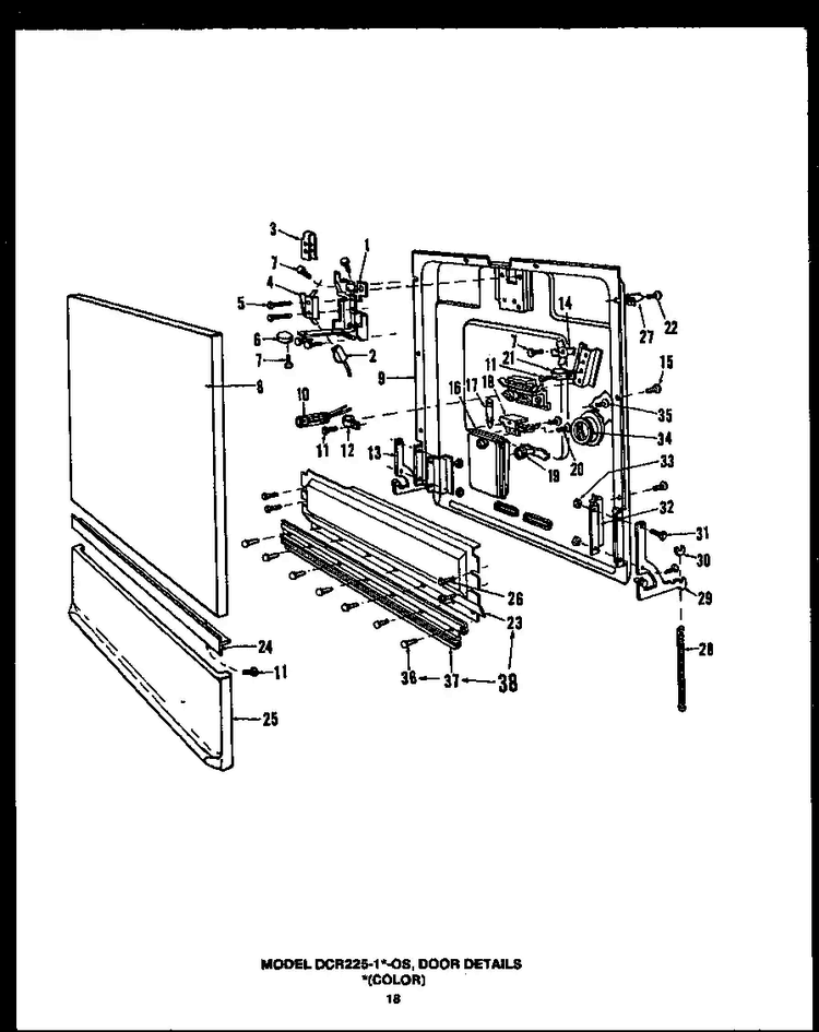 Section 14 Diagram and Parts List for DCR225-1V-OS  Caloric Dishwasher