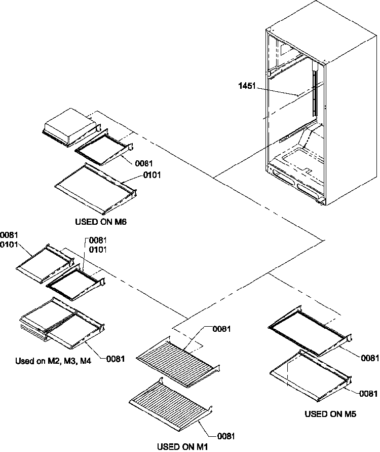 Interior Shelving Diagram and Parts List for TW518VW-P1322501WW  Amana Refrigerator