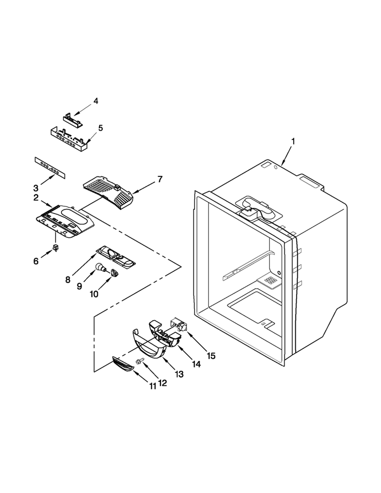 Refrigerator Liner Parts Diagram and Parts List for MBF1958XEB5  Maytag Refrigerator