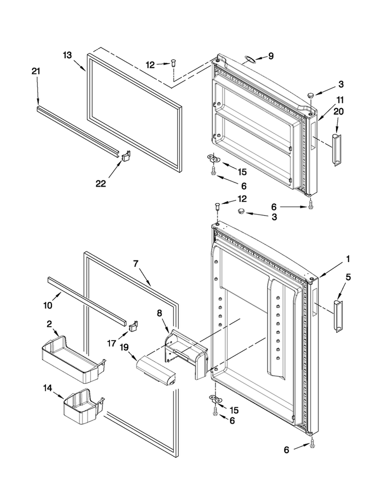 Door Parts Diagram and Parts List for A1RXNGFYW00  Amana Refrigerator