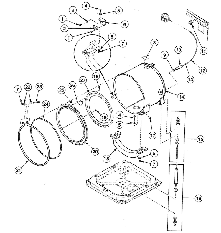 Tub Assy Diagram and Parts List for SWFF71QN3050  Speed Queen Washer