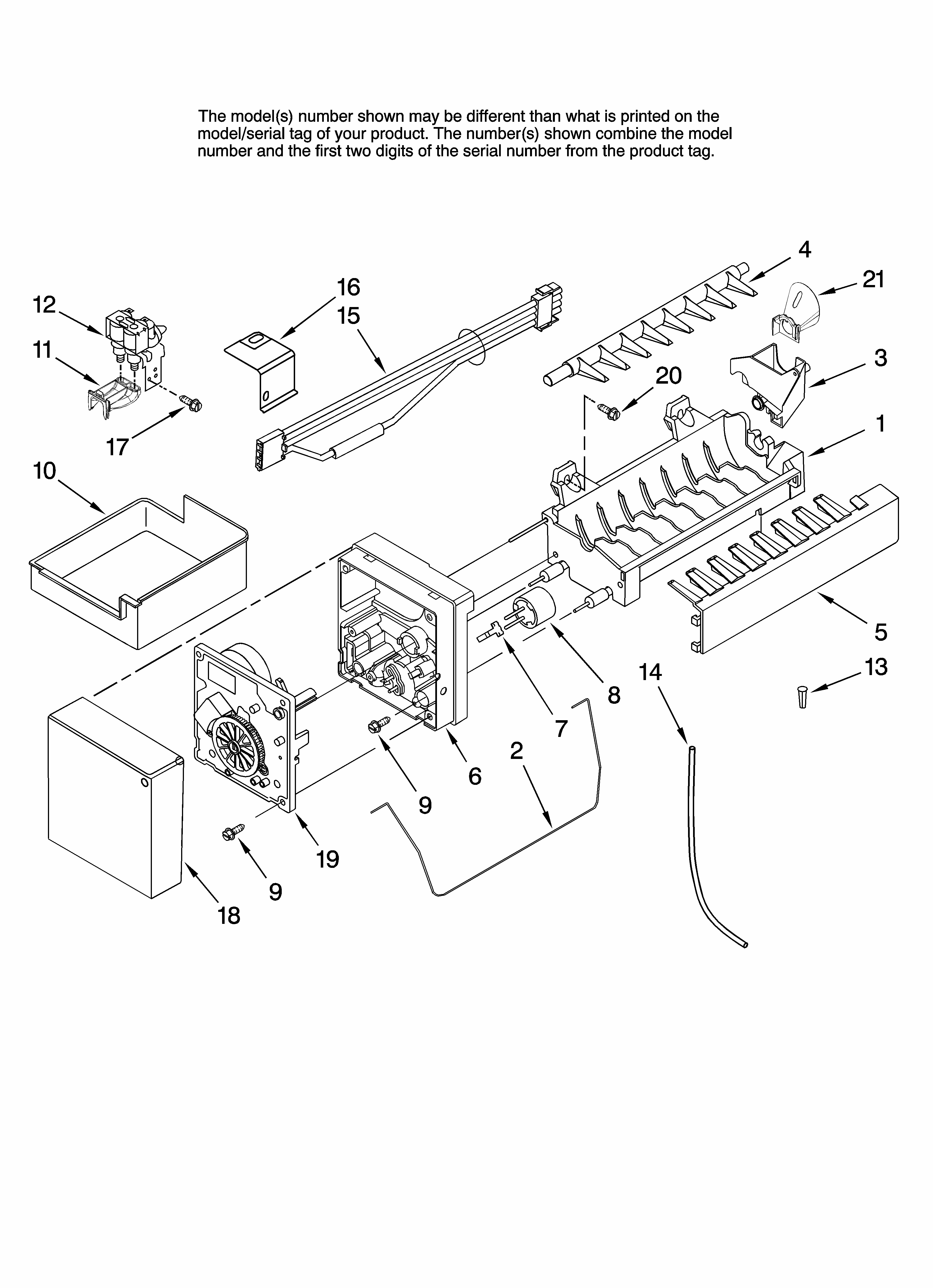 Icemaker Parts Diagram and Parts List for GB2526REKS12  Amana Refrigerator