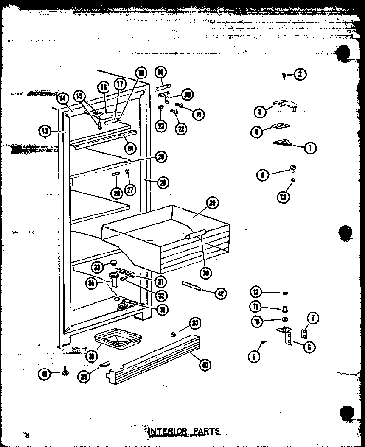 Interior Parts Diagram and Parts List for U23B P60345-52W Amana Freezer