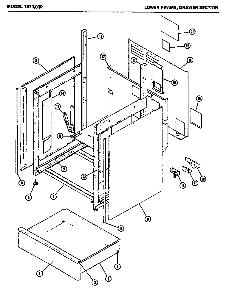 02 - LOWER FRAME Diagram and Parts List for 1870000  Maytag Range