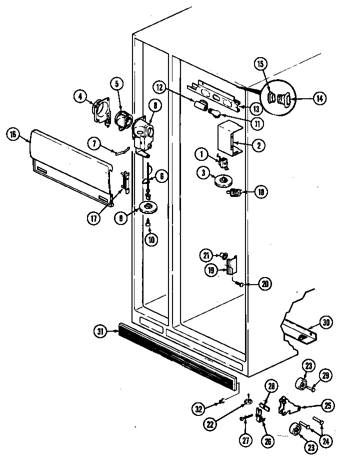 Fresh Food Compartment Diagram and Parts List for GS24X8DA-DR83A  Maytag Refrigerator