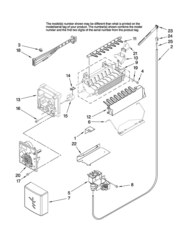 Icemaker Parts Diagram and Parts List for JC2225GEKB13  Jenn-Air Refrigerator