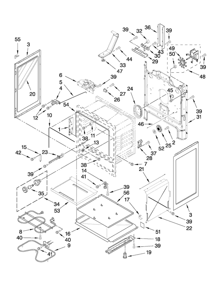 Chassis Parts Diagram and Parts List for MER7775WS1  Maytag Range