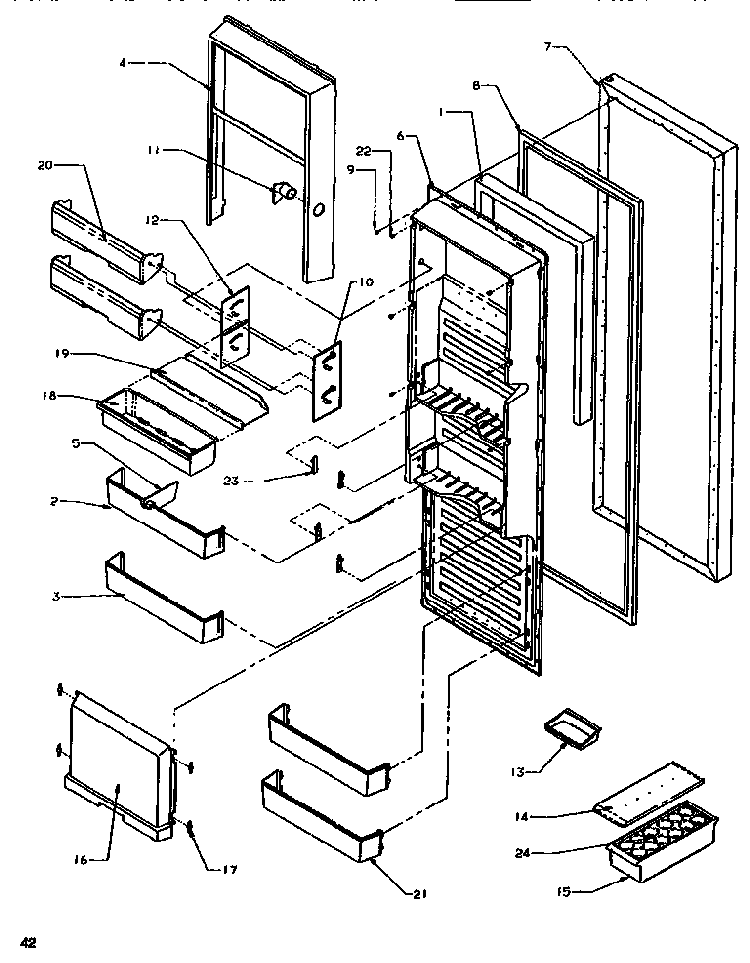 Refrigerator Door Diagram and Parts List for SRD520SW-P1186301WW  Amana Refrigerator