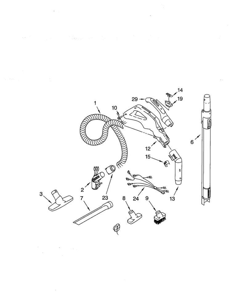 Hose And Attachments Diagram and Parts List for 11620813003  Kenmore Canister Vacuum