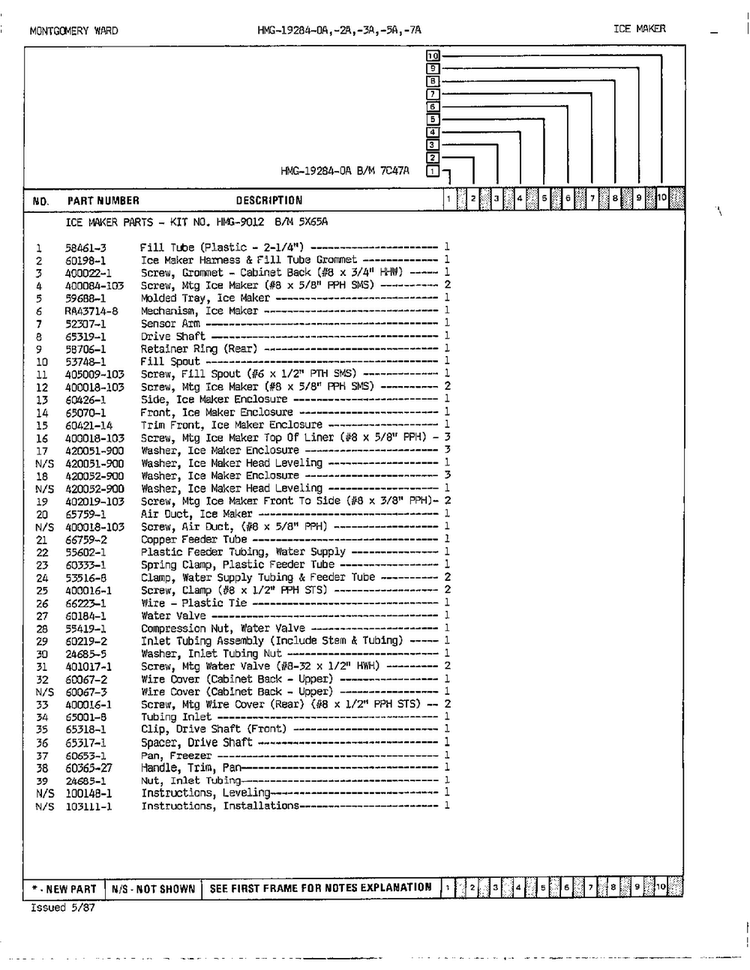 Ice Maker Kit Page 2 Diagram and Parts List for 19284A  Admiral Refrigerator