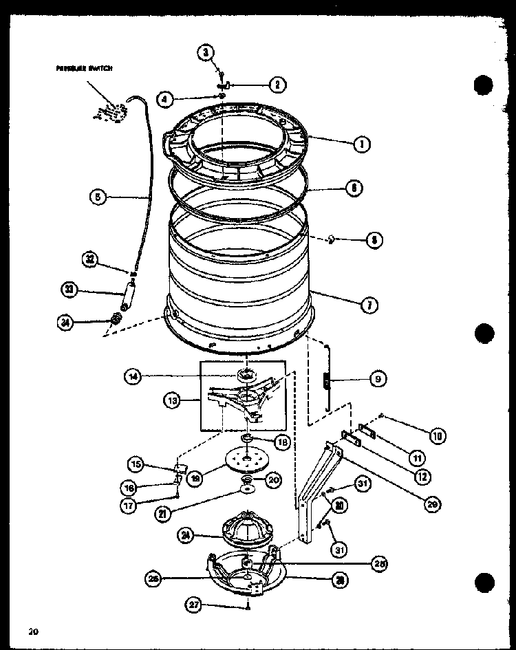 Section 8 Diagram and Parts List for LW1200 P7762101W Amana Washer