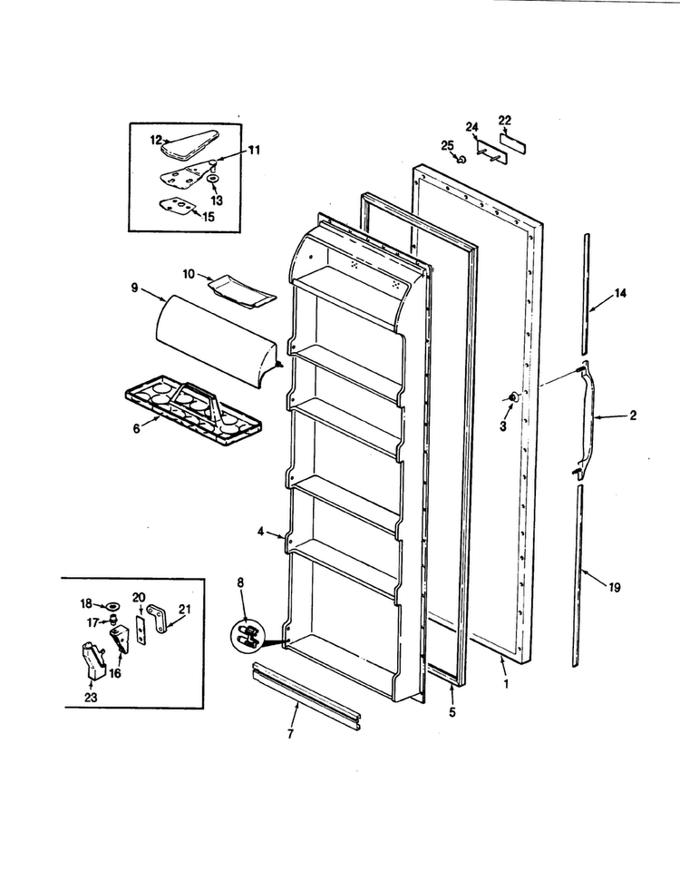 Fresh Food Door Diagram and Parts List for RC20LA-2AD-BU01A  Magic Chef Refrigerator