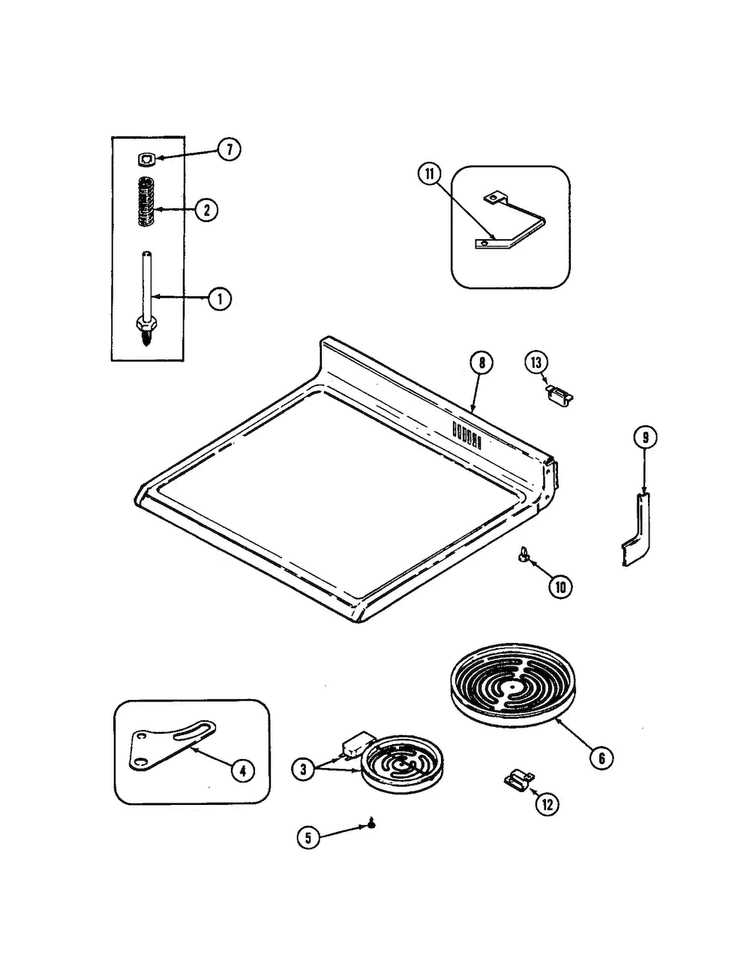 Top Assembly Diagram and Parts List for CRE9830BCR  Maytag Range