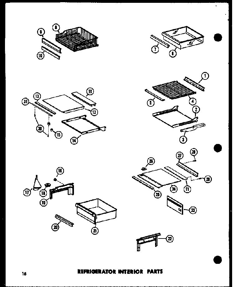 Refrigerator Interior Parts Diagram and Parts List for ESR22N-P73320-45W  Amana Refrigerator