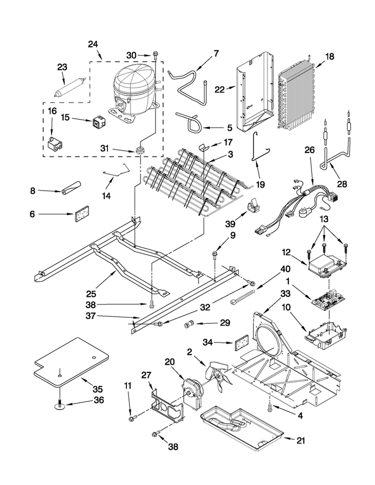 Unit Parts Diagram and Parts List for MSD2559XEM04  Maytag Refrigerator