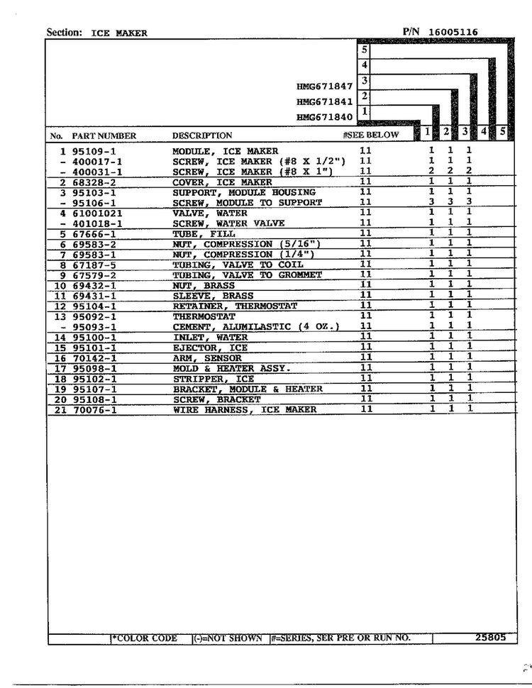 Ice Maker Page 2 Diagram and Parts List for 671840  Admiral Refrigerator