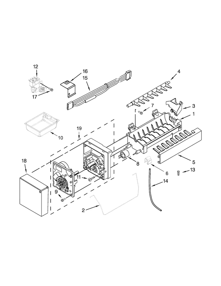 Ice Maker Parts Diagram and Parts List for JFC2089BEP00  Jenn-Air Refrigerator