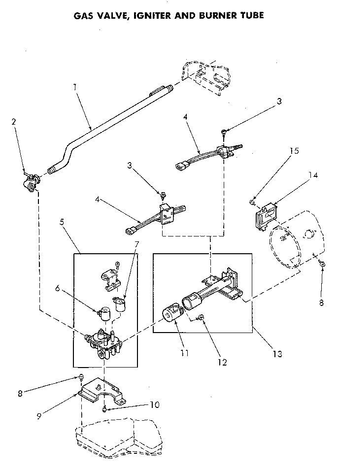Burner Assembly Diagram and Parts List for NG8839W53931  Speed Queen Dryer