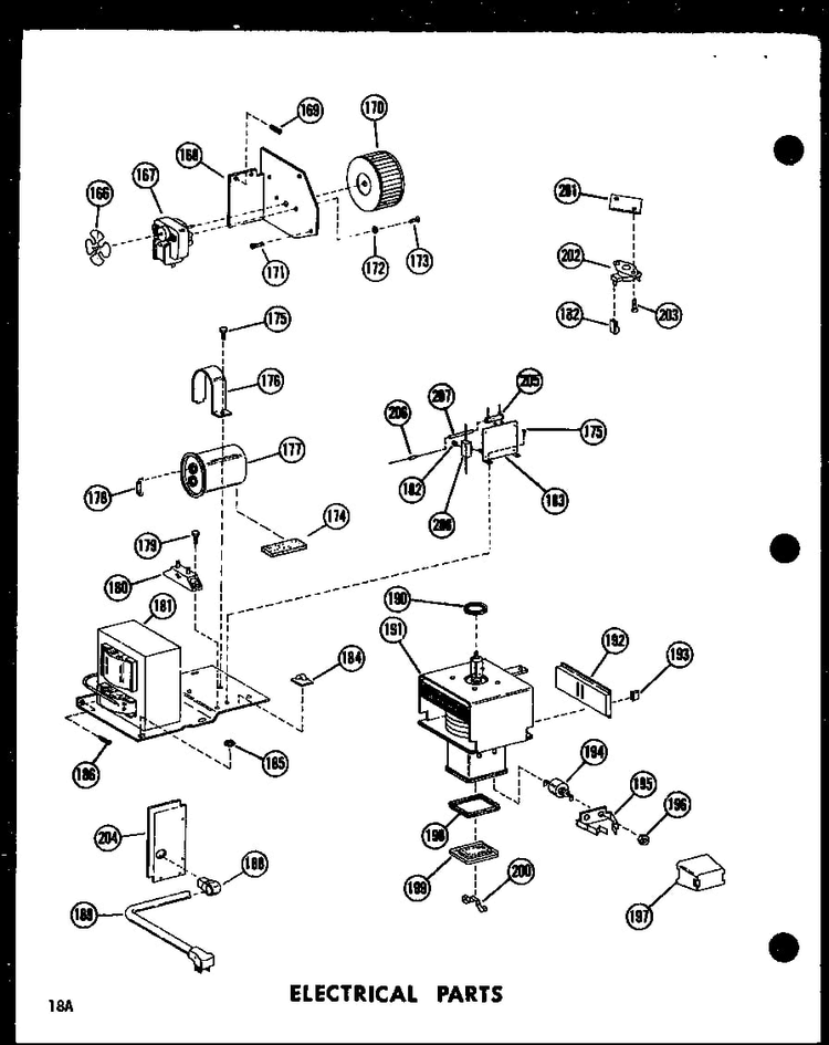 Electrical Parts Diagram and Parts List for RC-7PB P71300-2M Amana Microwave