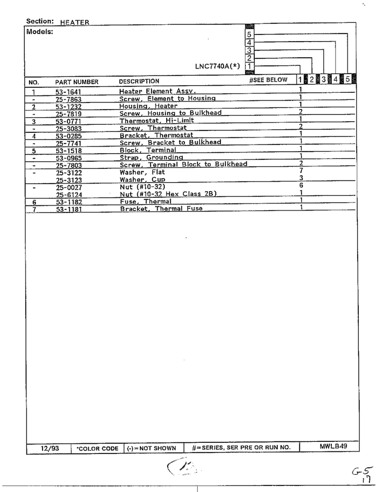 Heater Page 2 Diagram and Parts List for 7740A  Norge Dryer