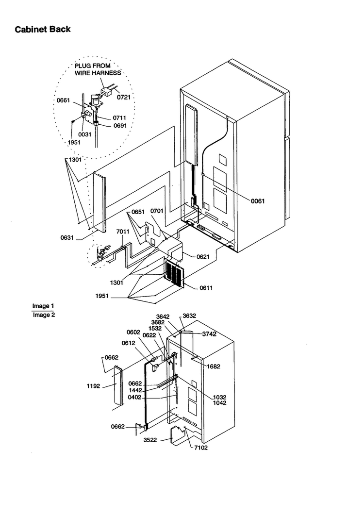 Cabinet Back Diagram and Parts List for TS19VL-P1306302WL  Amana Refrigerator