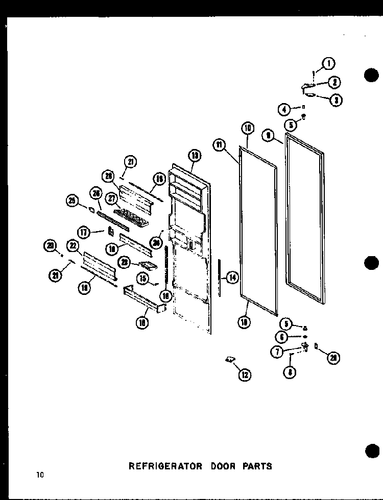 Refrigerator Door Parts Diagram and Parts List for SRI19W-A-P60350-49WA  Amana Refrigerator