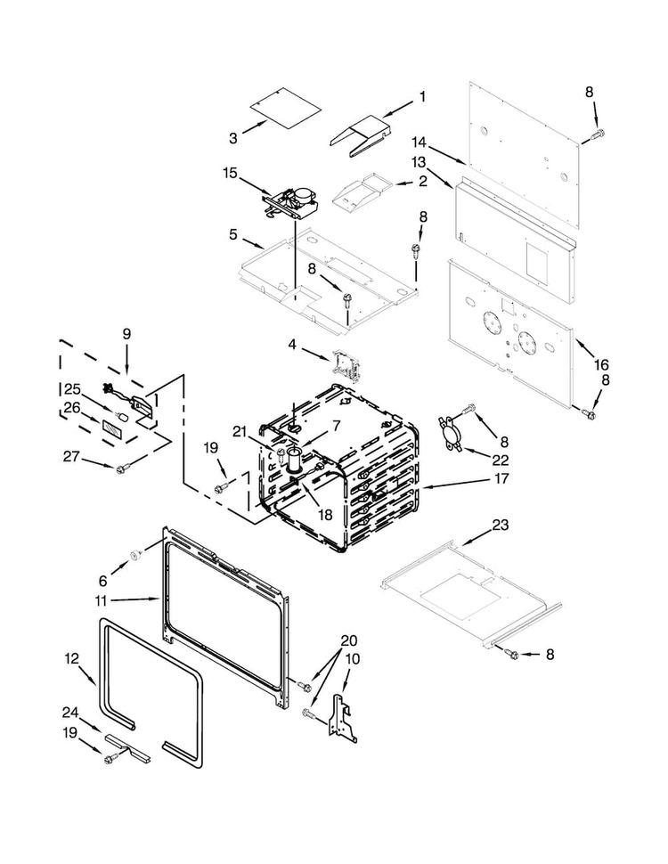Oven Parts Diagram and Parts List for JDRP436WP02  Jenn-Air Range