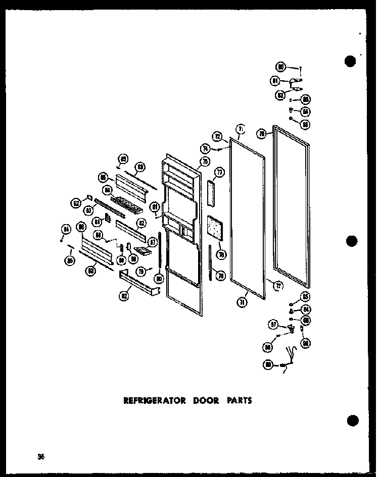 Refrigerator Door Parts Diagram and Parts List for SRN22G-A-P60201-36WA  Amana Refrigerator