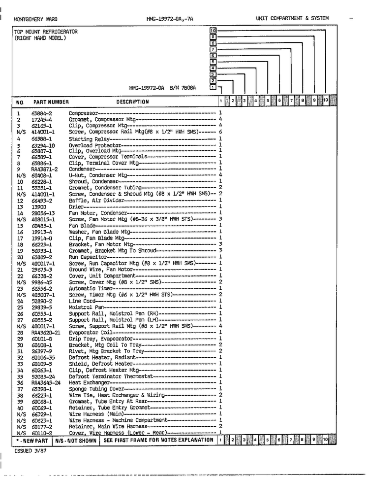 Unit Compartment And System Page 2 Diagram and Parts List for 19972A  Admiral Refrigerator