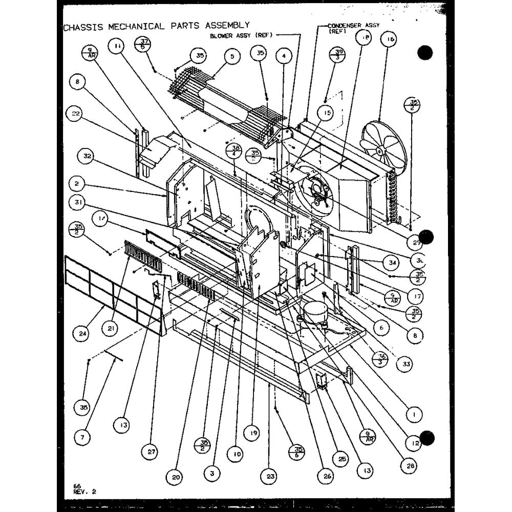 Chassis Mechanical Parts Assembly 4 Diagram and Parts List for PTC07300ER P9812501R Amana Air Conditioner