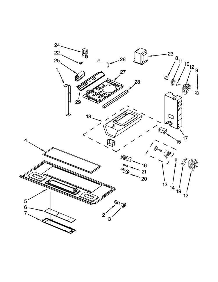 Interior And Ventilation Parts Diagram and Parts List for YAMV1160VAW6  Amana Microwave