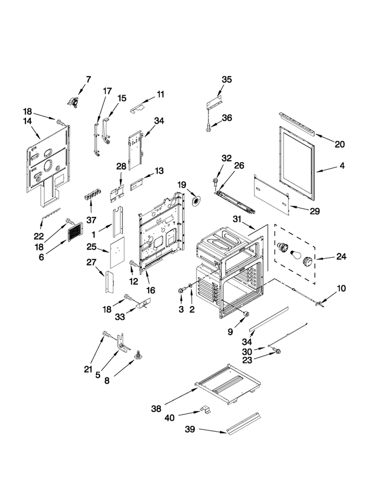 Chassis Parts Diagram and Parts List for MET8775XS00  Maytag Range