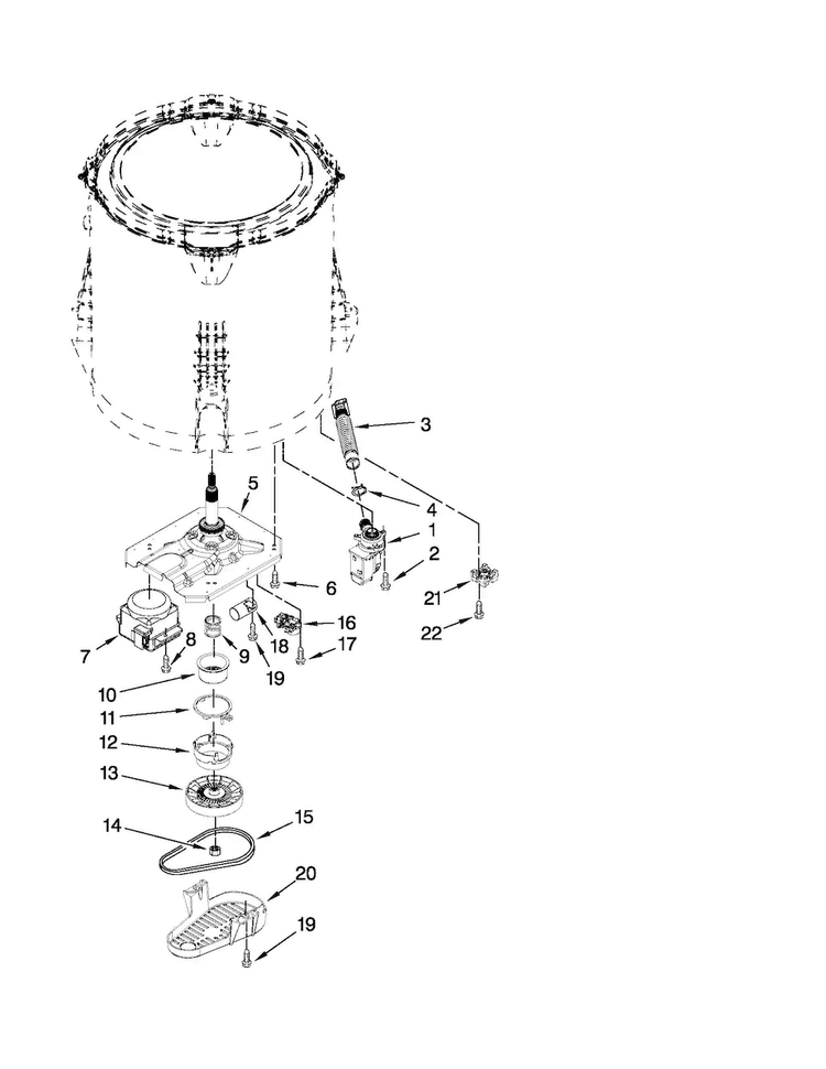 Gearcase, Motor And Pump Parts Diagram and Parts List for CAW9244XQ1  Crosley Washer