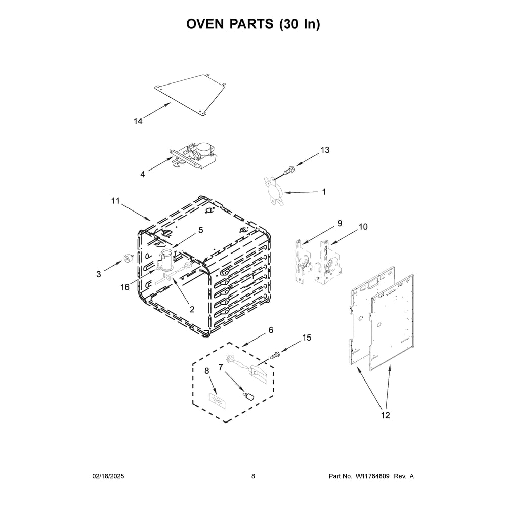 Oven Parts (30 In) Diagram and Parts List for JPIGC748RM00  Jenn-Air Range