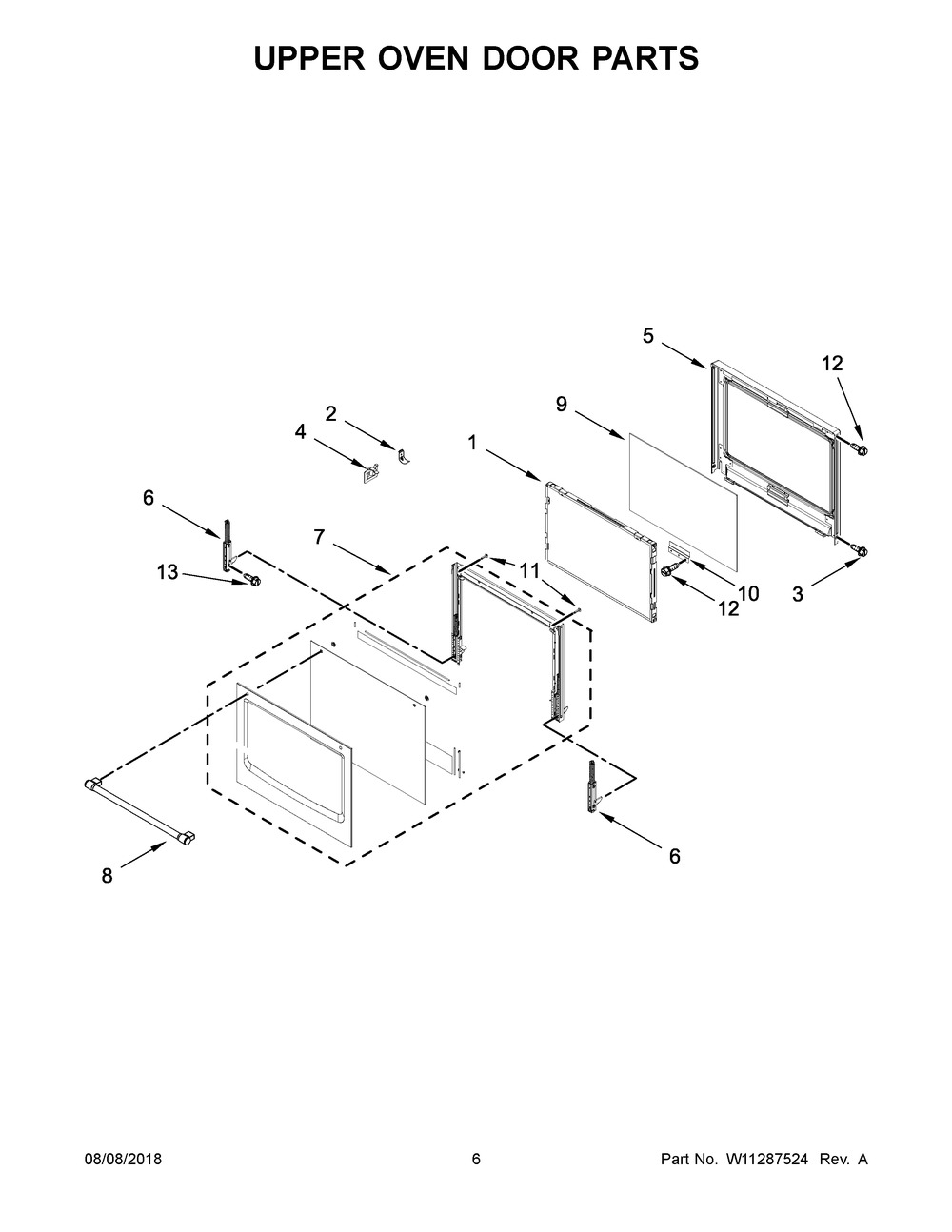 Upper Oven Door Parts Diagram and Parts List for MEW9630FZ03  Maytag Wall Oven