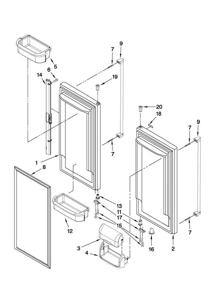Refrigerator Door Parts Diagram and Parts List for JFC2089WEP7  Jenn-Air Refrigerator