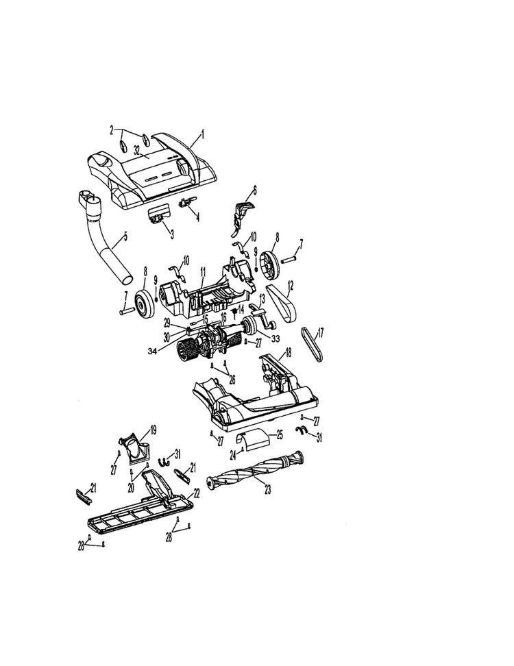 Hood/main Body/agitator Diagram and Parts List for U6471-900  Hoover Upright Vacuum