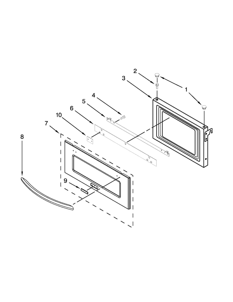 Microwave Door Parts Diagram and Parts List for JMW2427WS01  Jenn-Air Microwave