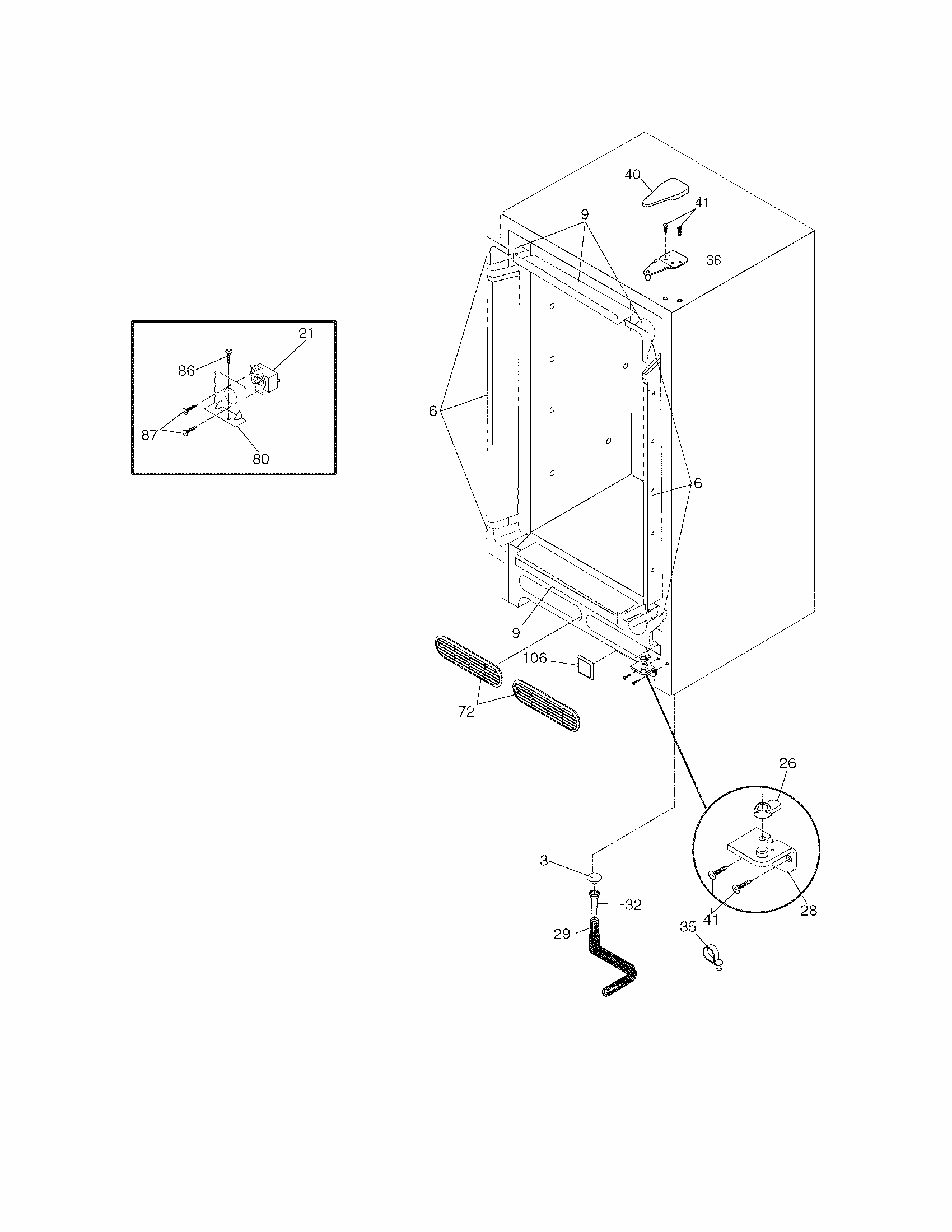 Cabinet Diagram and Parts List for FMR13  Crosley Freezer