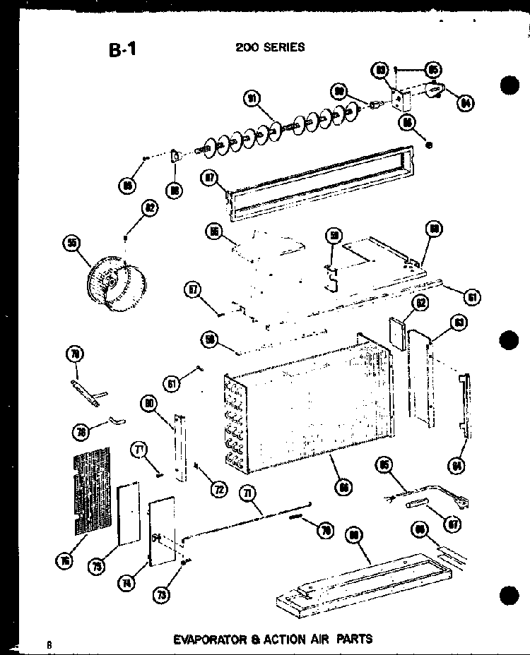 Evaporator & Action Air Parts Diagram and Parts List for ES216D-3MR P55417-43R Amana Air Conditioner