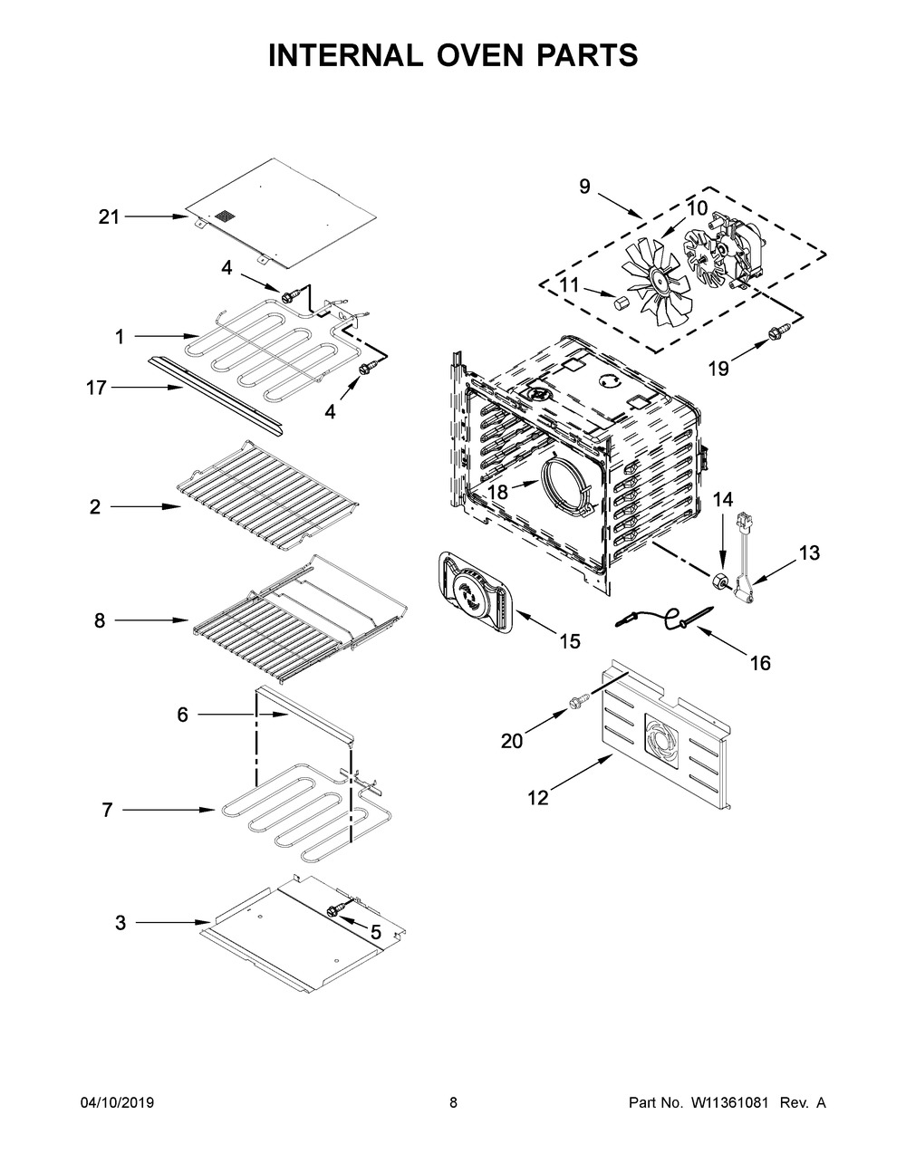 Internal Oven Parts Diagram and Parts List for JMW2430IM01  Maytag Microwave Oven Combo