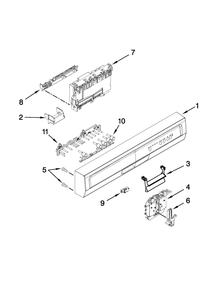 Control Panel And Latch Parts Diagram and Parts List for ADB1400PYB2  Amana Dishwasher