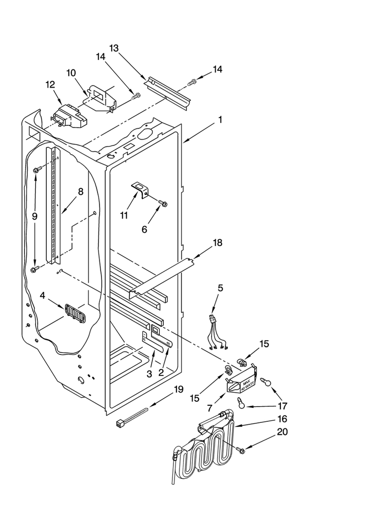 Refrigerator Liner Parts Diagram and Parts List for ASD2522VRB01  Amana Refrigerator