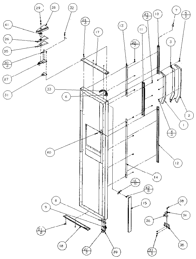 Freezer Door, Hinge, And Trim Diagram and Parts List for 36511-P1121603W  Amana Refrigerator