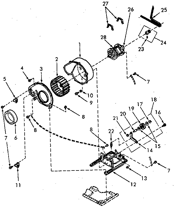 Motor, Exhaust Fan And Belt Diagram and Parts List for NG4619W53721  Speed Queen Dryer